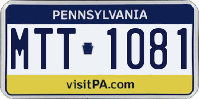 PA license plate MTT1081