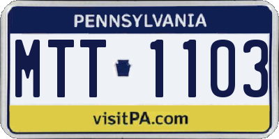 PA license plate MTT1103