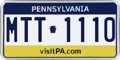 PA license plate MTT1110