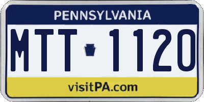 PA license plate MTT1120