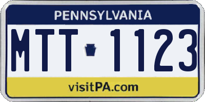 PA license plate MTT1123