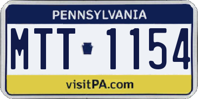 PA license plate MTT1154