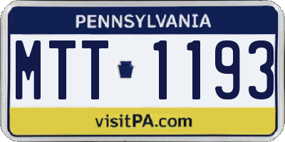 PA license plate MTT1193