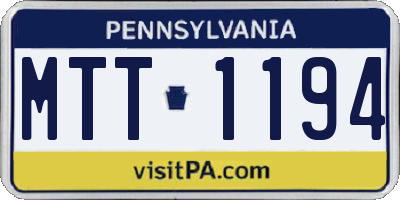 PA license plate MTT1194