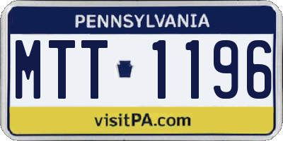 PA license plate MTT1196
