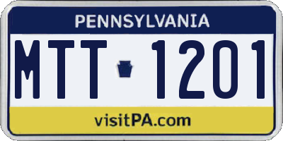 PA license plate MTT1201