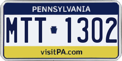 PA license plate MTT1302