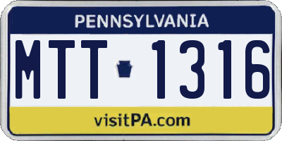 PA license plate MTT1316