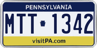 PA license plate MTT1342