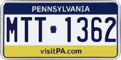 PA license plate MTT1362