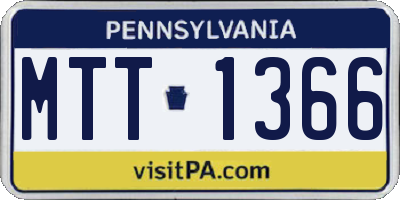 PA license plate MTT1366