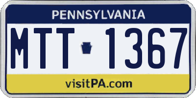 PA license plate MTT1367