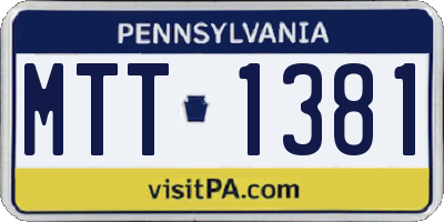 PA license plate MTT1381
