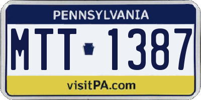 PA license plate MTT1387