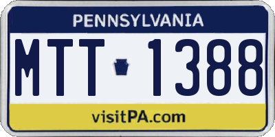 PA license plate MTT1388
