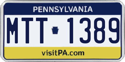 PA license plate MTT1389