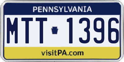 PA license plate MTT1396
