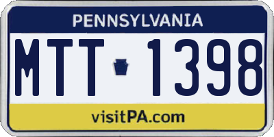 PA license plate MTT1398