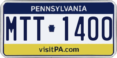 PA license plate MTT1400
