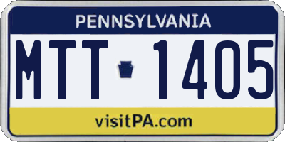 PA license plate MTT1405