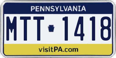 PA license plate MTT1418