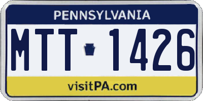 PA license plate MTT1426