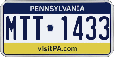 PA license plate MTT1433