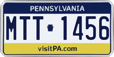 PA license plate MTT1456