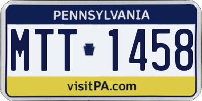 PA license plate MTT1458