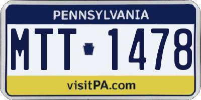 PA license plate MTT1478