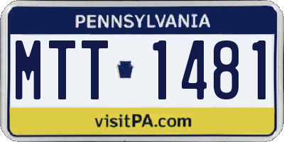 PA license plate MTT1481