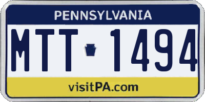 PA license plate MTT1494