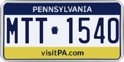 PA license plate MTT1540