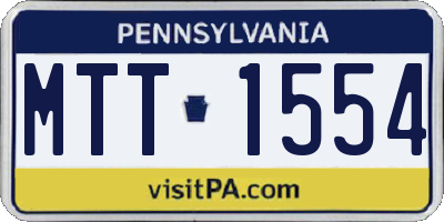 PA license plate MTT1554
