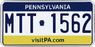 PA license plate MTT1562