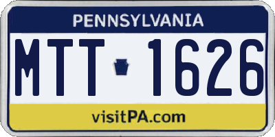 PA license plate MTT1626