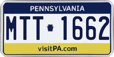PA license plate MTT1662