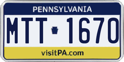 PA license plate MTT1670