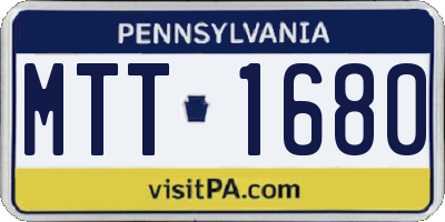PA license plate MTT1680
