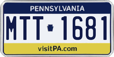 PA license plate MTT1681