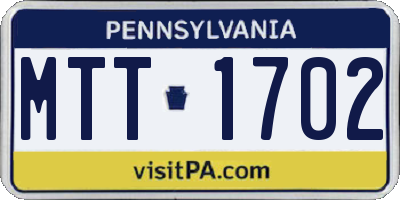 PA license plate MTT1702