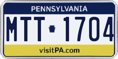 PA license plate MTT1704
