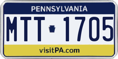 PA license plate MTT1705