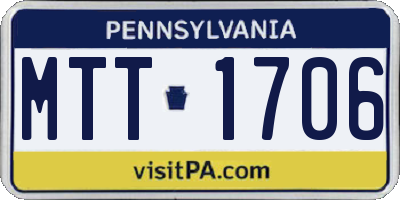 PA license plate MTT1706