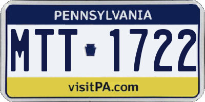PA license plate MTT1722