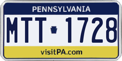 PA license plate MTT1728