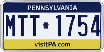 PA license plate MTT1754