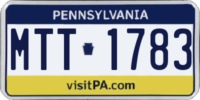 PA license plate MTT1783