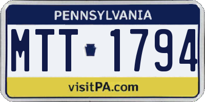 PA license plate MTT1794