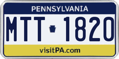 PA license plate MTT1820